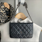 Chanel Black Lambskin Classic Wallet on Chain SHW