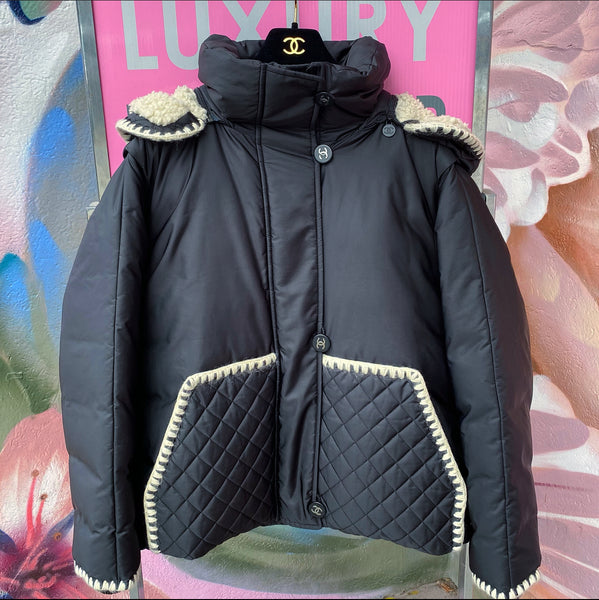 Chanel Coco Neige Black Hooded Jacket / Vest - FR38 / USA 6 – I MISS YOU  VINTAGE