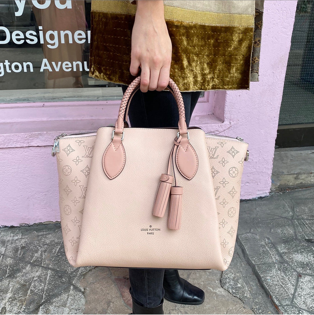 pink and white lv bag