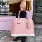 Prada Pink and White Saffiano Leather Promenade Bag