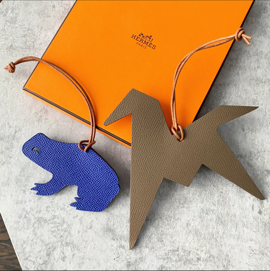 Hermes 2017 Frog and Origami Petit H Bag Charms / Holiday Ornaments