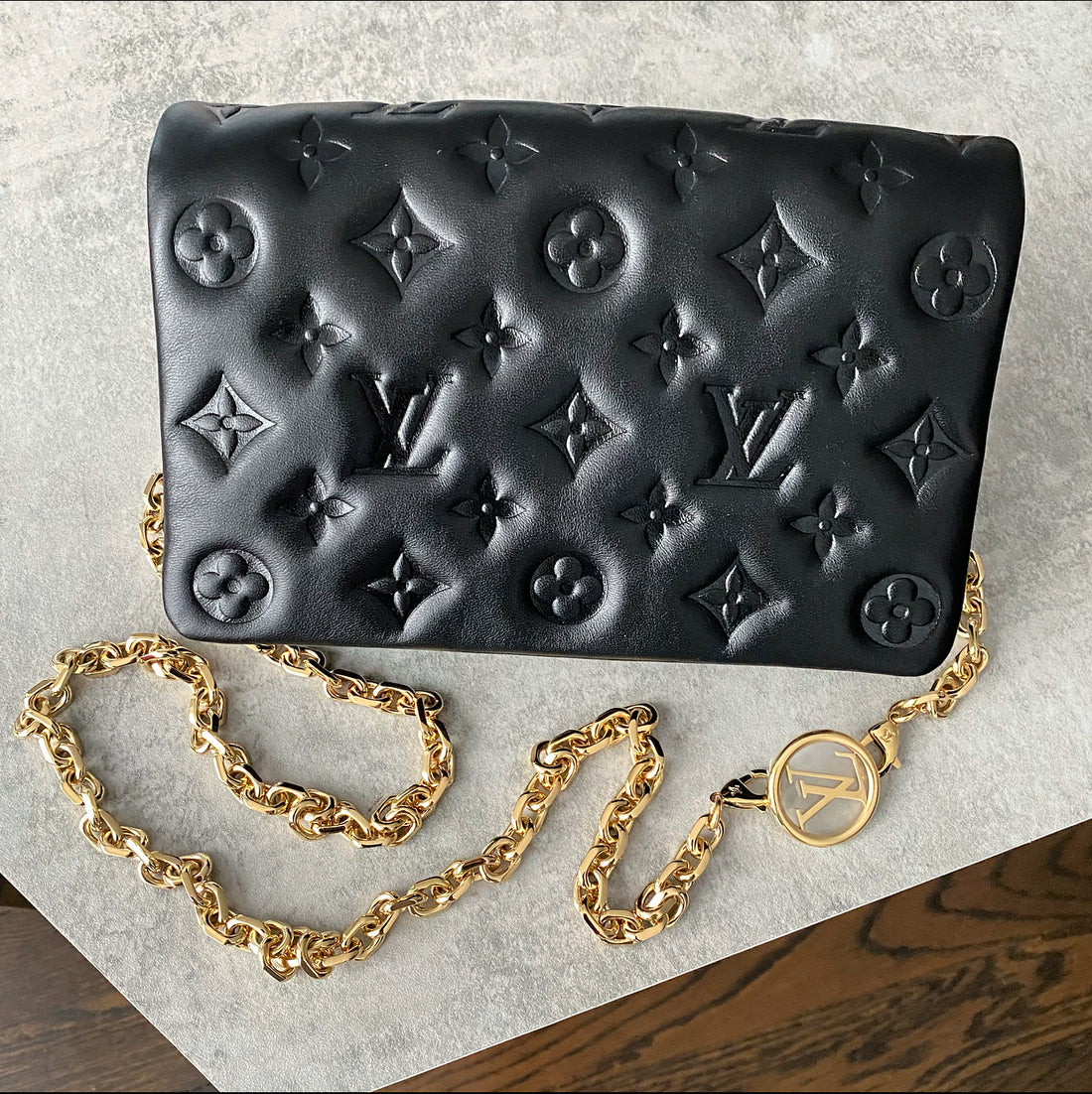 Louis Vuitton Black Quilted Pochette Coussin Bag