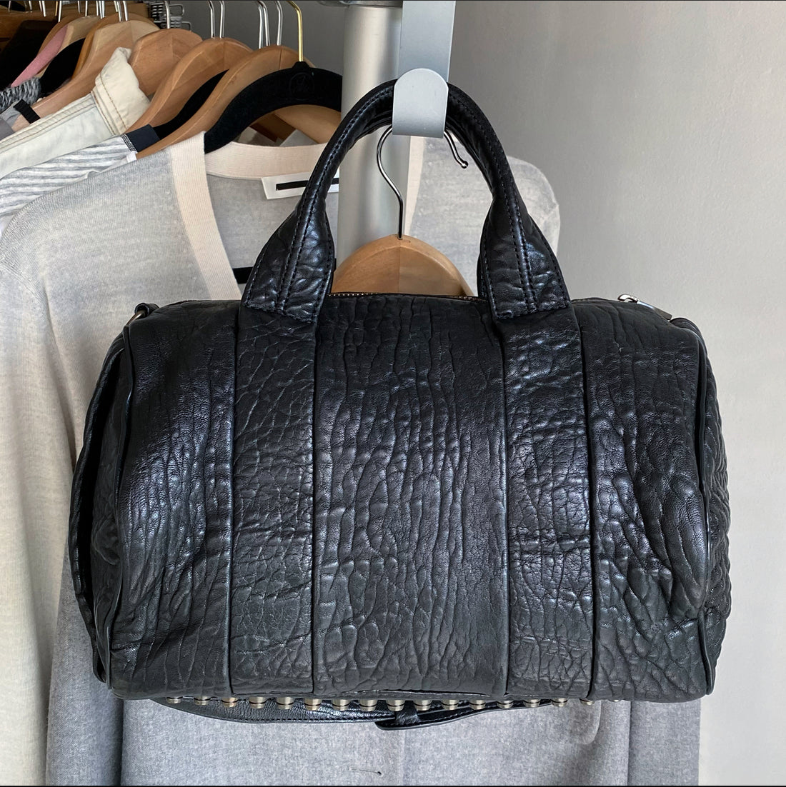 Alexander Wang Rocco Black Grained Leather Bag