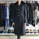 Dolce & Gabbana Charcoal Grey Mink Collar Wool Coat with Jewel Buttons - 