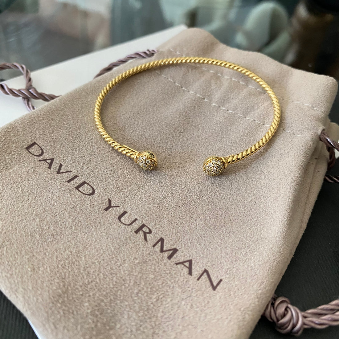 David Yurman 18k Gold Diamond Petite Solari Bead Bracelet