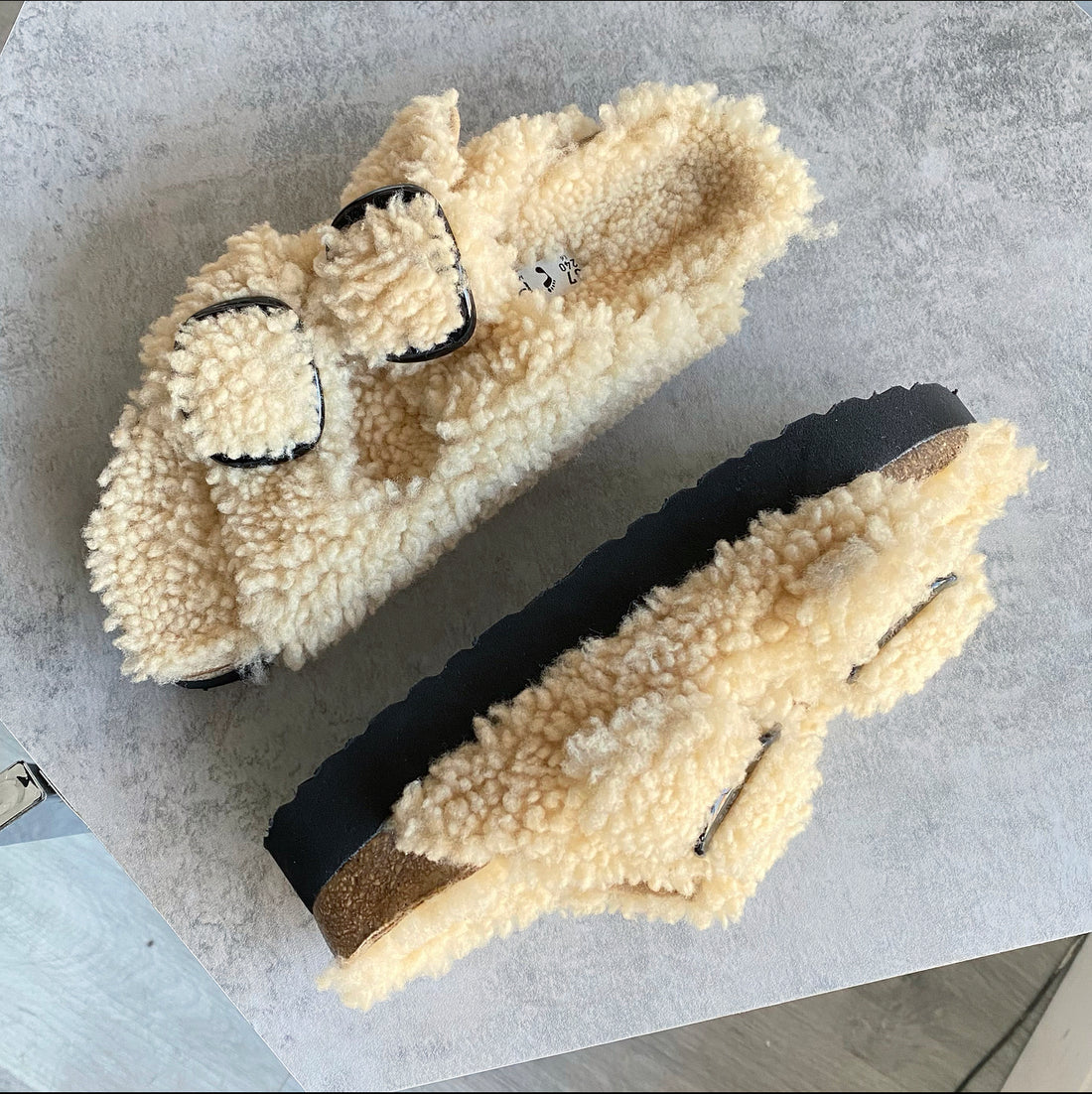 Papillio By Birkinstock Beige Shearling Sandals - 37