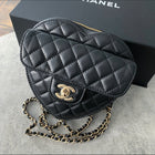 Chanel 22S Black Lambskin Quilted Heart Bag