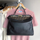 Fendi Peekaboo Large Bag in Black and Zucca Monogram Lining