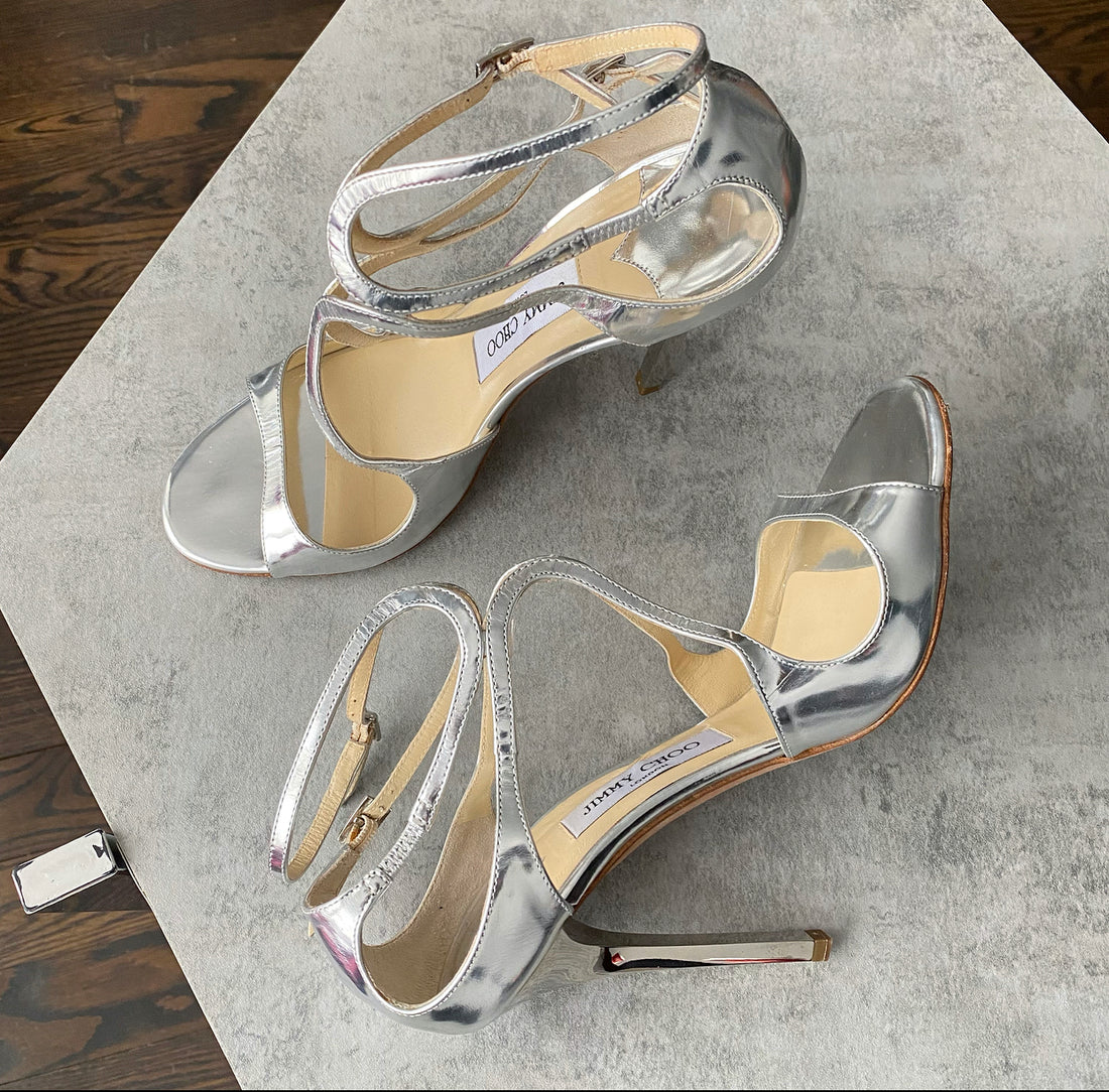 Jimmy Choo White Diamanté Heels Size 39.5 (UK 6.5) - Dress Cheshire |  Preloved Designer Fashion | Boutique in Cheshire