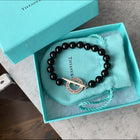 Tiffany & Co.  Black Bead and Sterling Toggle Bracelet