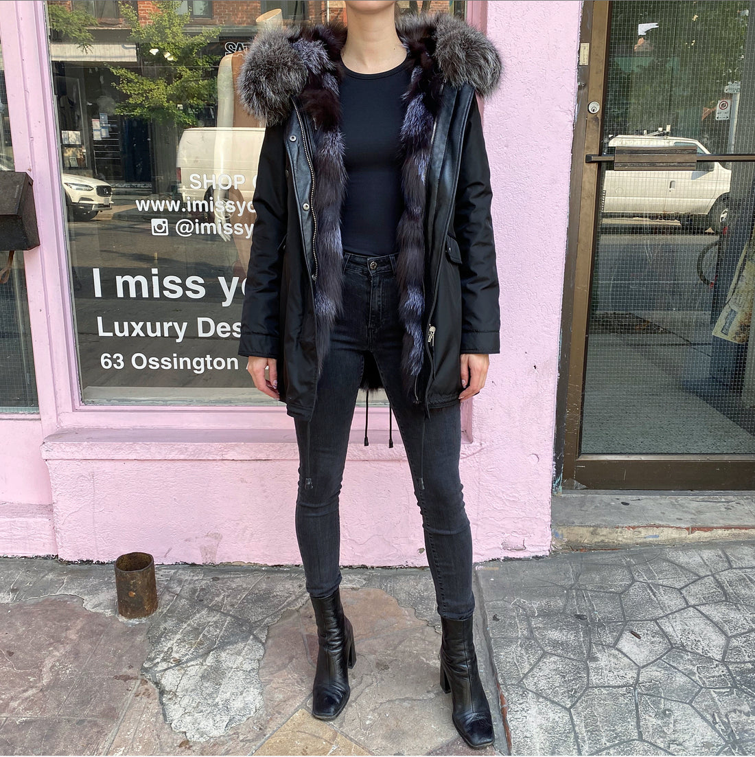 Nicole Benisti Black Fox Fur Lined Parka Coat - S – I MISS YOU VINTAGE