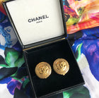 Chanel Vintage Goldtone Round CC Logo Clip Earrings