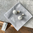 Dior Marble Howlite Mise en Dior Tribales Round Globe Earrings