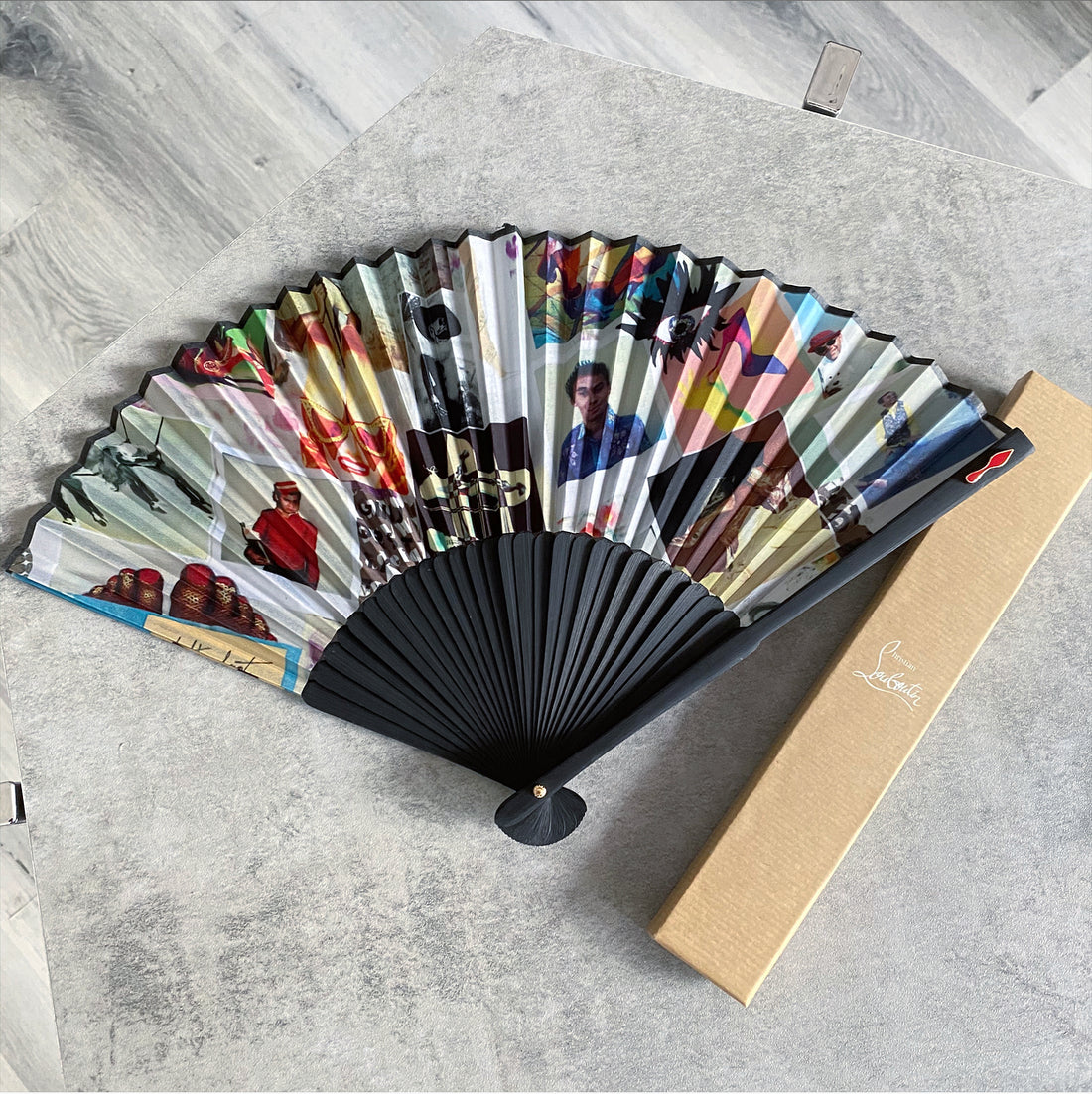 Louboutin Folding Photo Print Fan with Box