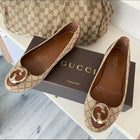 Gucci Brown Diamond Check Canvas and Leather Flats