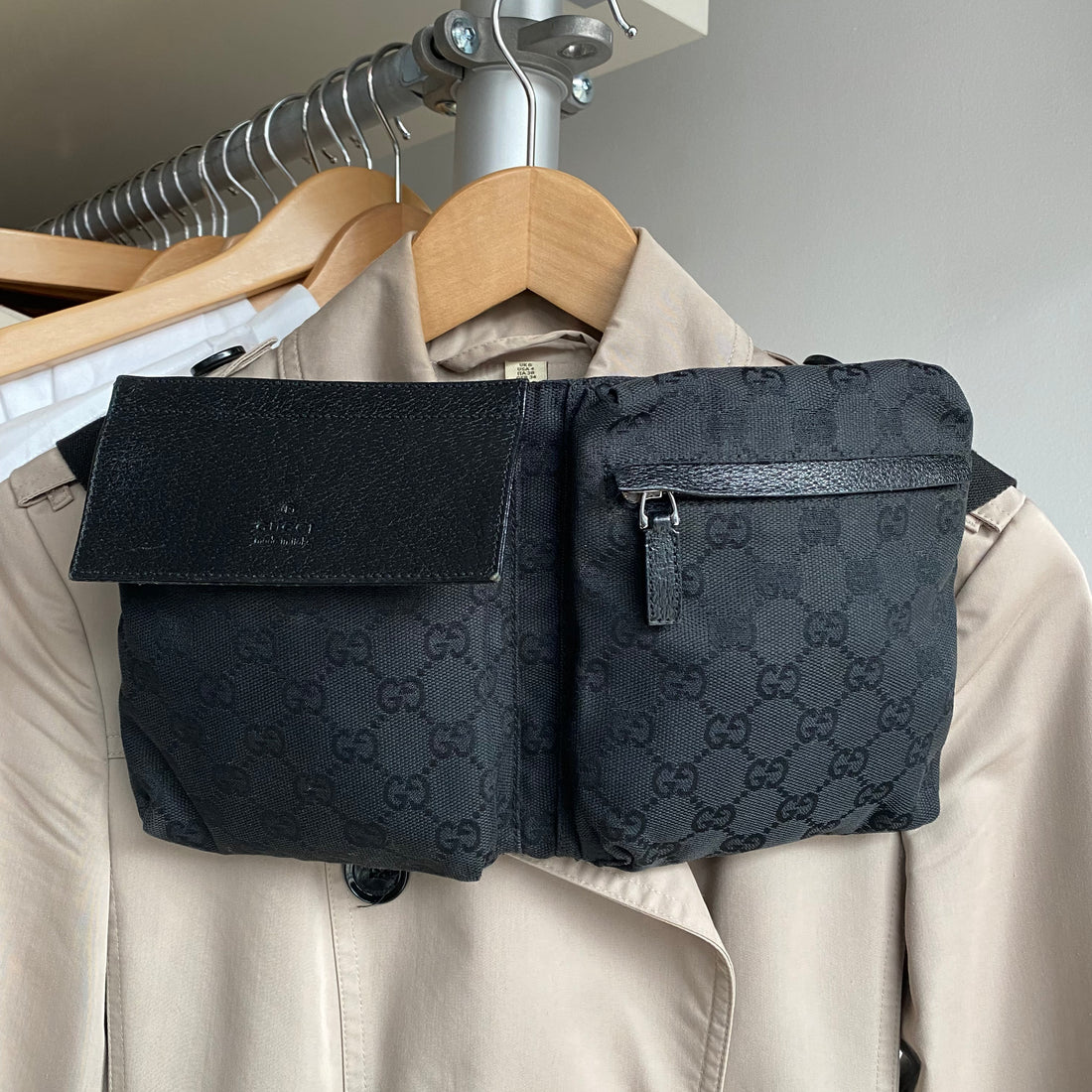 Gucci canvas sales belt bag black