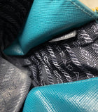 Prada Mini Promenade Teal Saffiano Leather Crossbody Bag