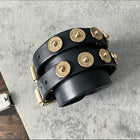 Mulberry Black Leather and Gold Studded Cuff Bracelet
