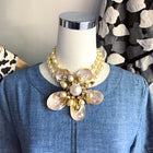 Lawrence VRBA Large Mother of Pearl Statement Flower Necklace