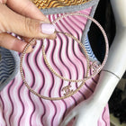 Chanel 05P Pink Rhinestone CC Large Hoop Earrings 