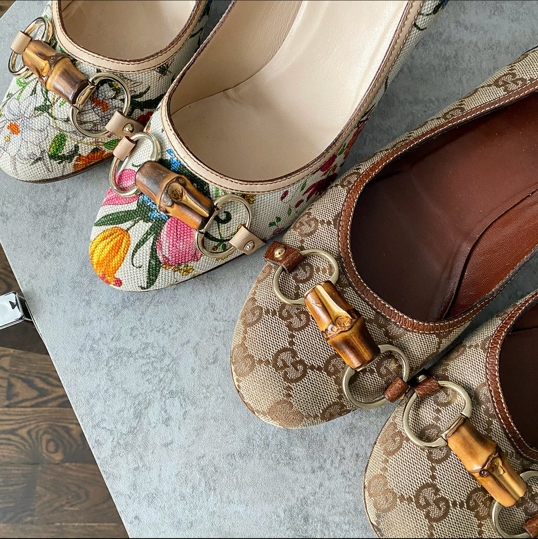 Gucci floral outlet canvas shoes