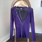 Jean Paul Gaultier Dark Purple Ribbed Knit Long Sleeve Top - S