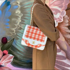 Chanel Vintage White and Orange Tweed Flap Bag
