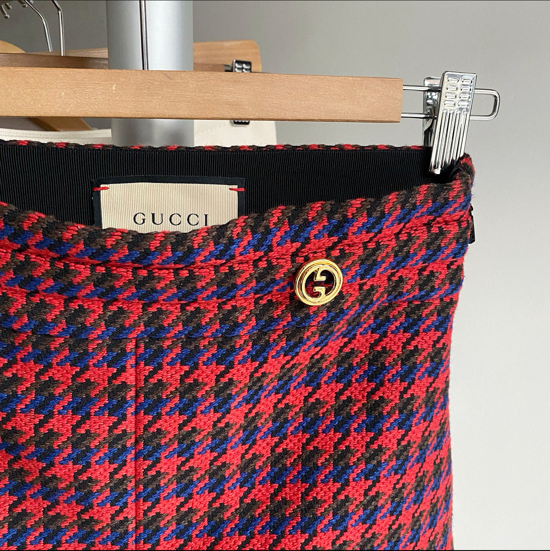 Gucci Red, Green, Blue Check Tweed Mini Skirt - XS / 25" waist