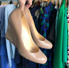 Christian Louboutin Nude Patent Ron Ron Zeppa Wedge Pumps