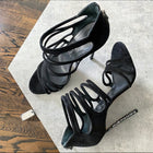 Casadei Black Suede and Crystal 120mm High Heel Sandals - 37.5