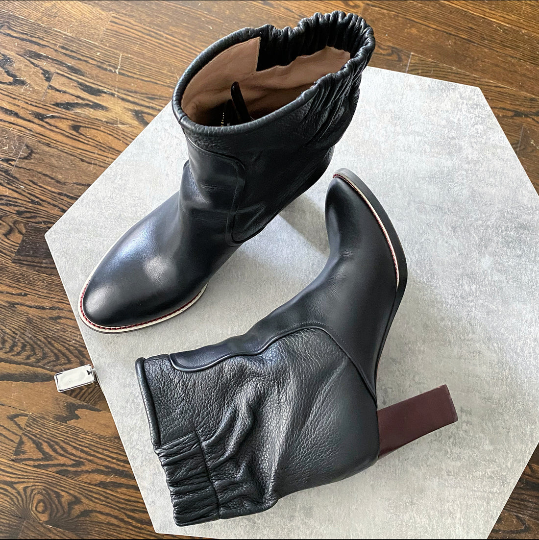 Chloe Black Leather Ankle Boots - 37.5