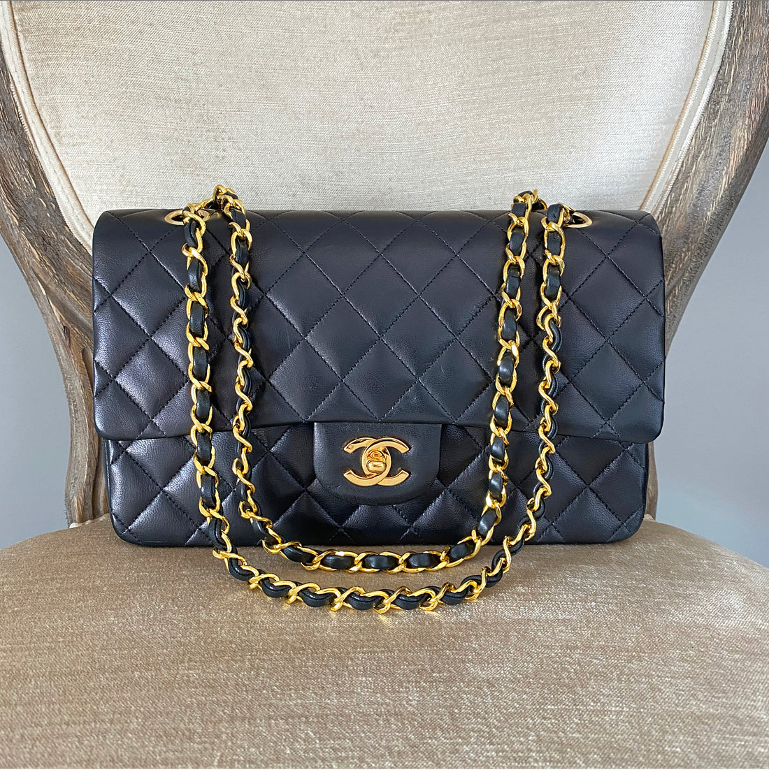 Chanel Vintage 1989-1991 Medium Lambskin Double Flap Bag