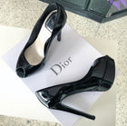 Christian Dior Miss Dior Black Patent Peep Toe Pumps - 36