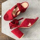 Gianvito Rossi Dark Red Suede Ankle Wrap Heels - 7.5