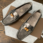 Gucci Pewter Guccissima Leather Bamboo Moccasin Loafer - 38