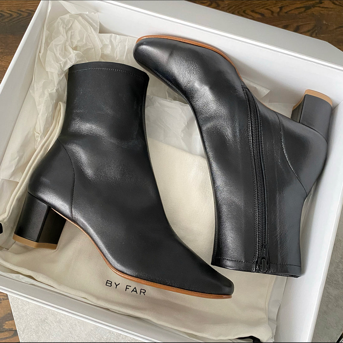 By Far Black Leather Sofia Ankle Boot - 37