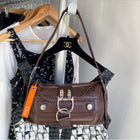 Christian Dior Galliano 2006 Brown Leather Flight Shoulder Bag