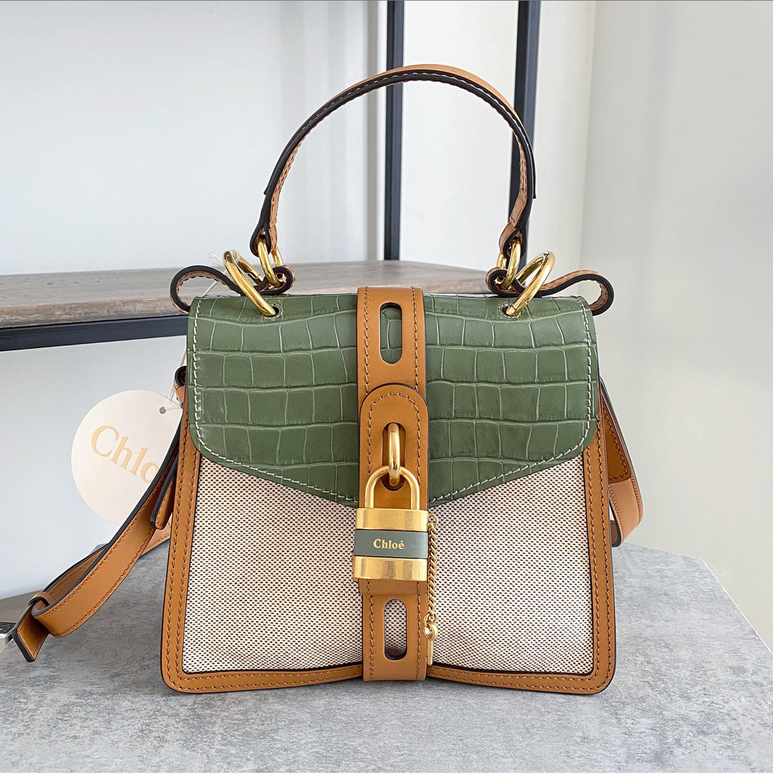Chloe Aby Small Canvas and Misty Green Day Bag
