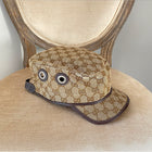Gucci Brown Monogram Canvas Newsboy Hat with Grommets
