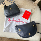Paloma Picasso Vintage 1990's Small Black Leather Crossbody Bag
