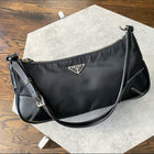 Prada Black x Red Nylon Tessuto x Leather Shoulder Baguette Mini Bag 7pr114