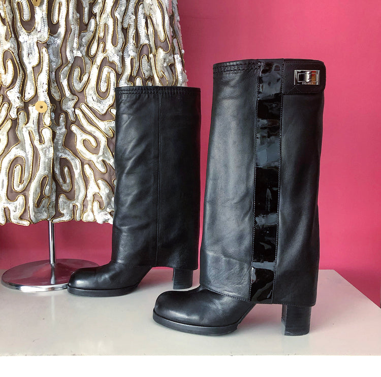 Chanel fold over on sale boots