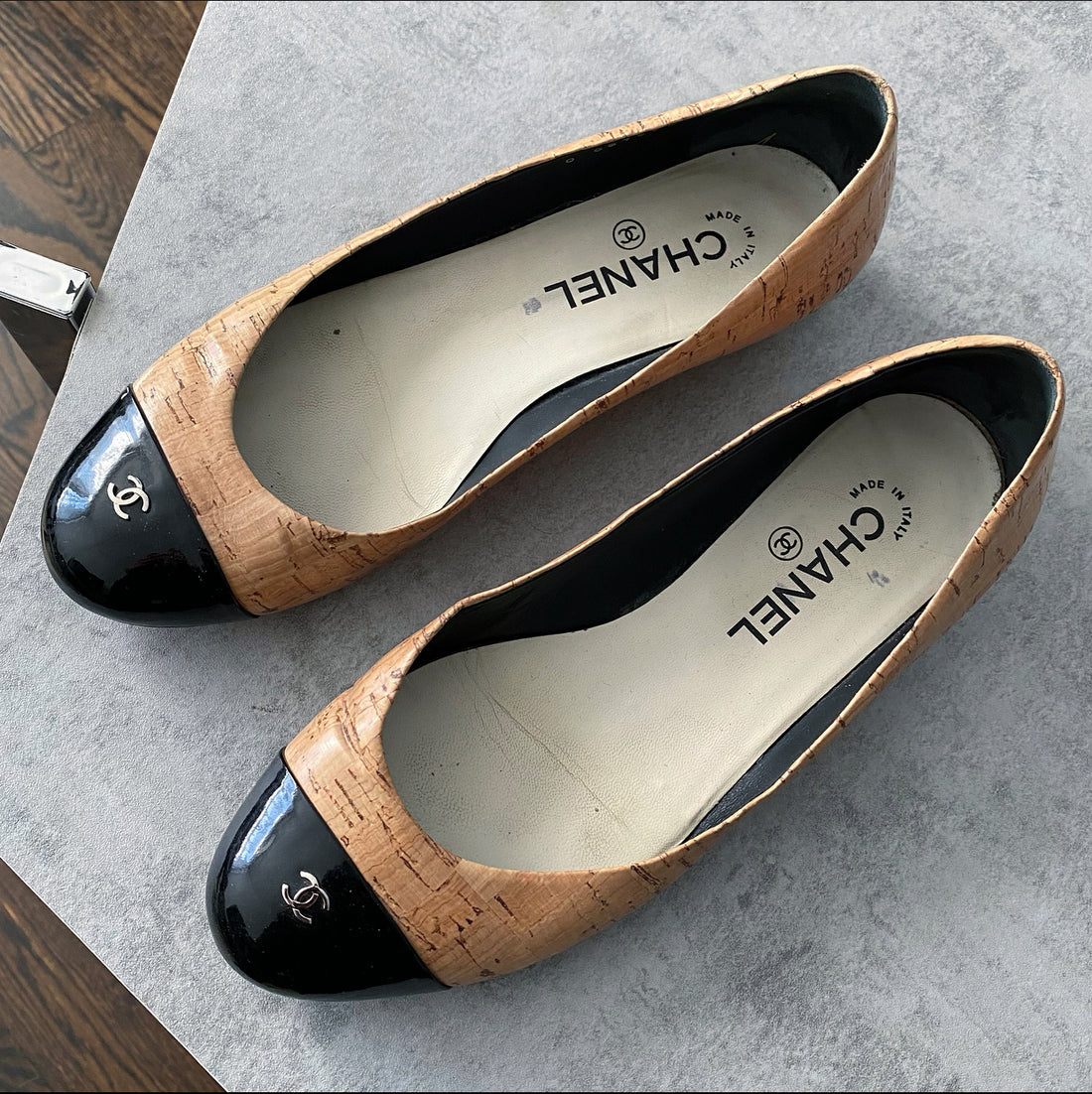 Chanel Cork and Patent Cap Toe Ballet Flat - 38 – I MISS YOU VINTAGE