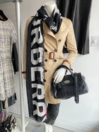 Burberry Black and White Logo Long Scarf