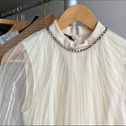 Gucci Ivory Pleated Sheer Overlay Dress with Crystals - XS / 2