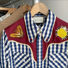 Gucci Blue and Red Check Snap Western Style Embroidered Shirt - S (4/6)
