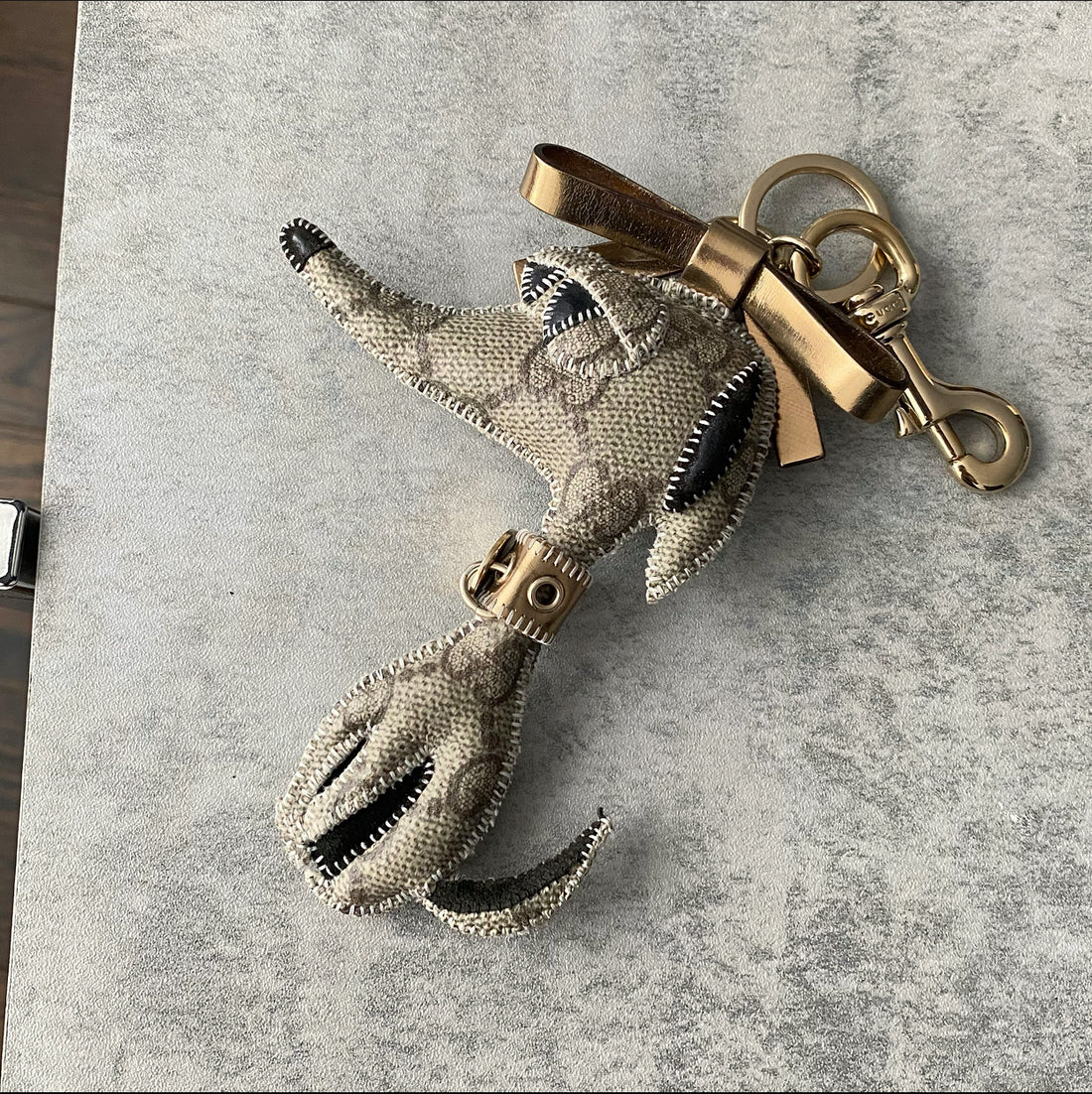 Preowned Authentic Louis Vuitton Monogram Dog Bag Charm Key Holder