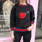 Gucci Black Sweatshirt with Red Jewelled Heart with Arrow - XS
