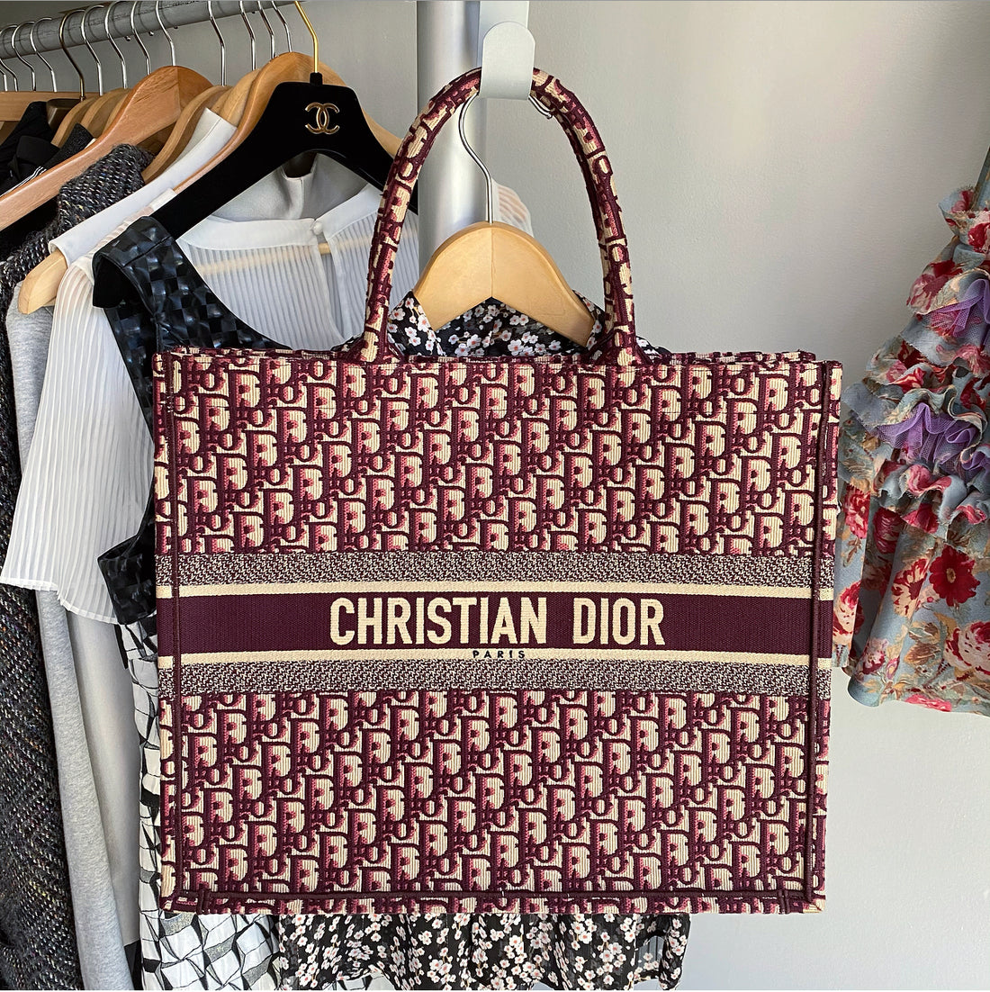 Dior Burgundy Monogram Trotter Girly Chic Pochette Shoulder Bag 5d119