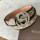 Gucci Brown Monogram Canvas GG Belt - 100 / 40